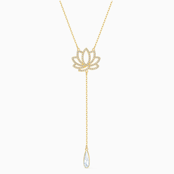 Swarovski Symbolic Lotus Necklace, White, Gold-tone Plated